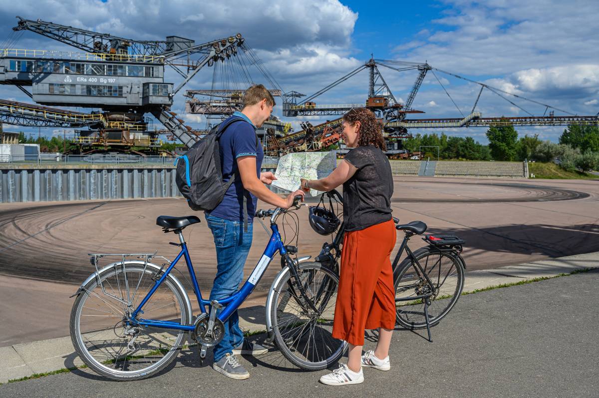 Radfahrer in Ferropolis